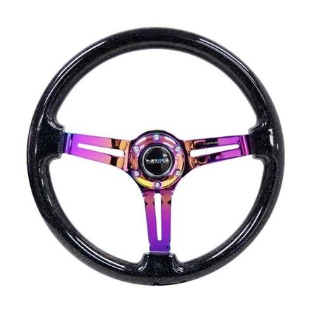 NRG NRG RST-018BSB-MC 350 mm 3 in. Reinforced Steering Wheel Flake with Neochrome Center Mark; Black RST-018BSB-MC